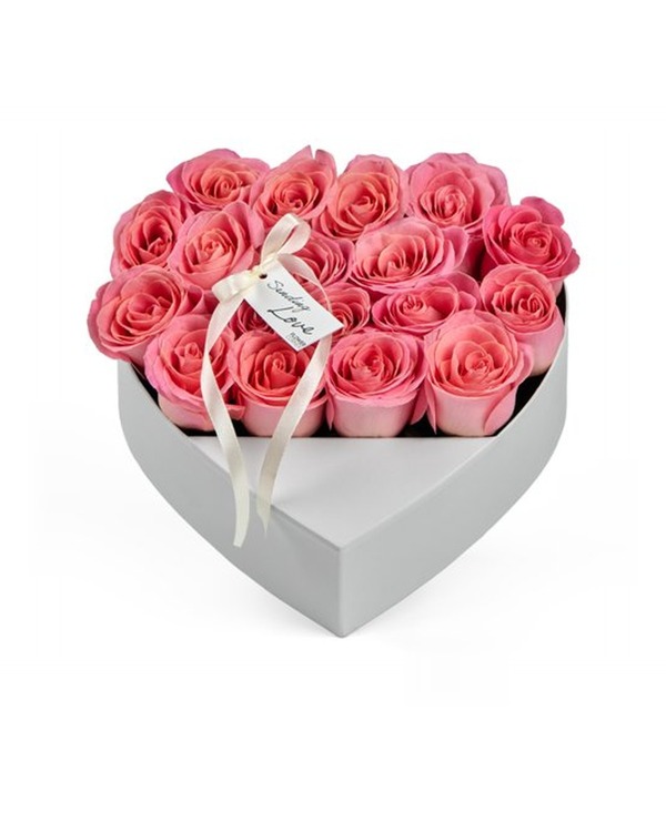 Pink Heart Rose Box
