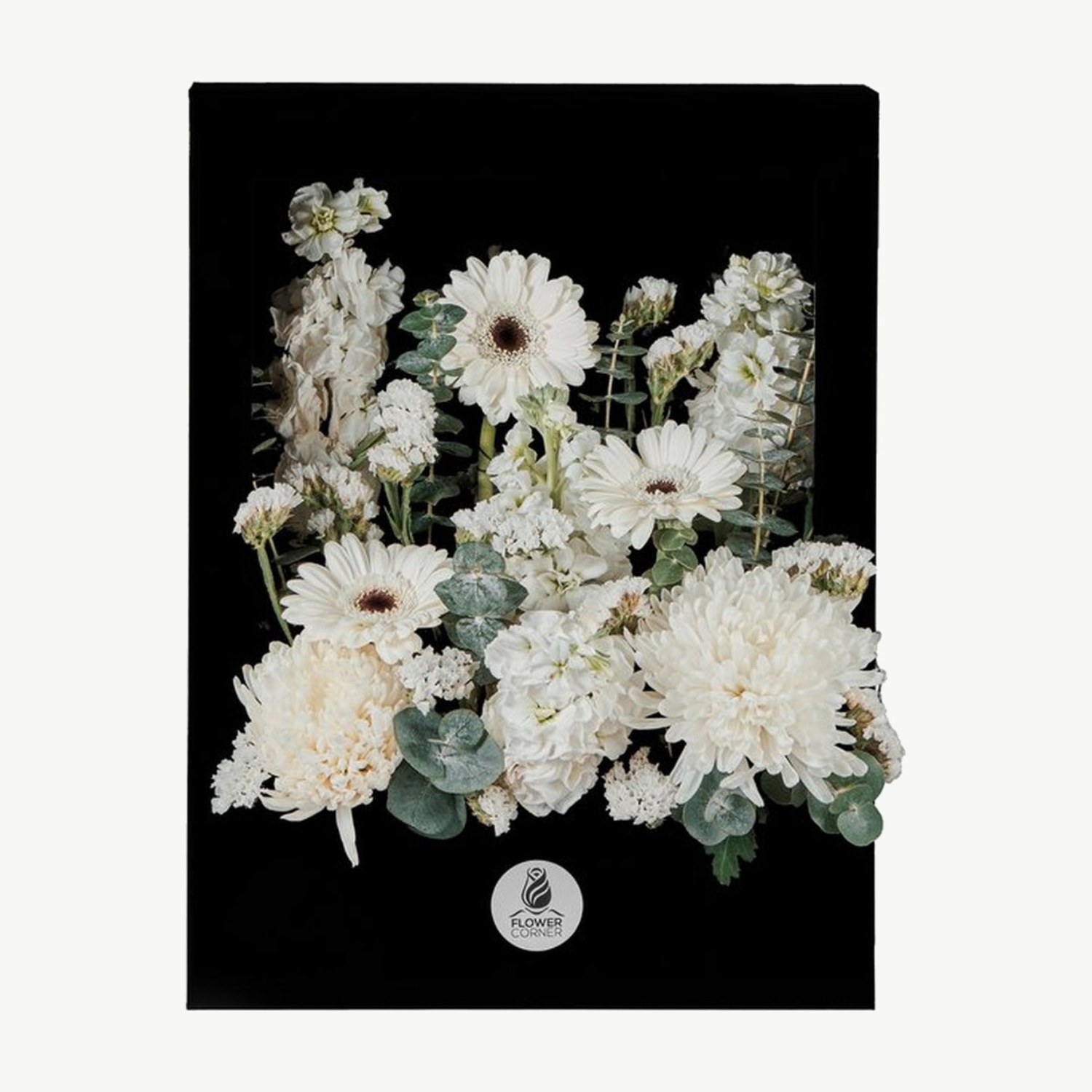 Ivory Gerbera and Chrysanthemum Acrylic Flower Window