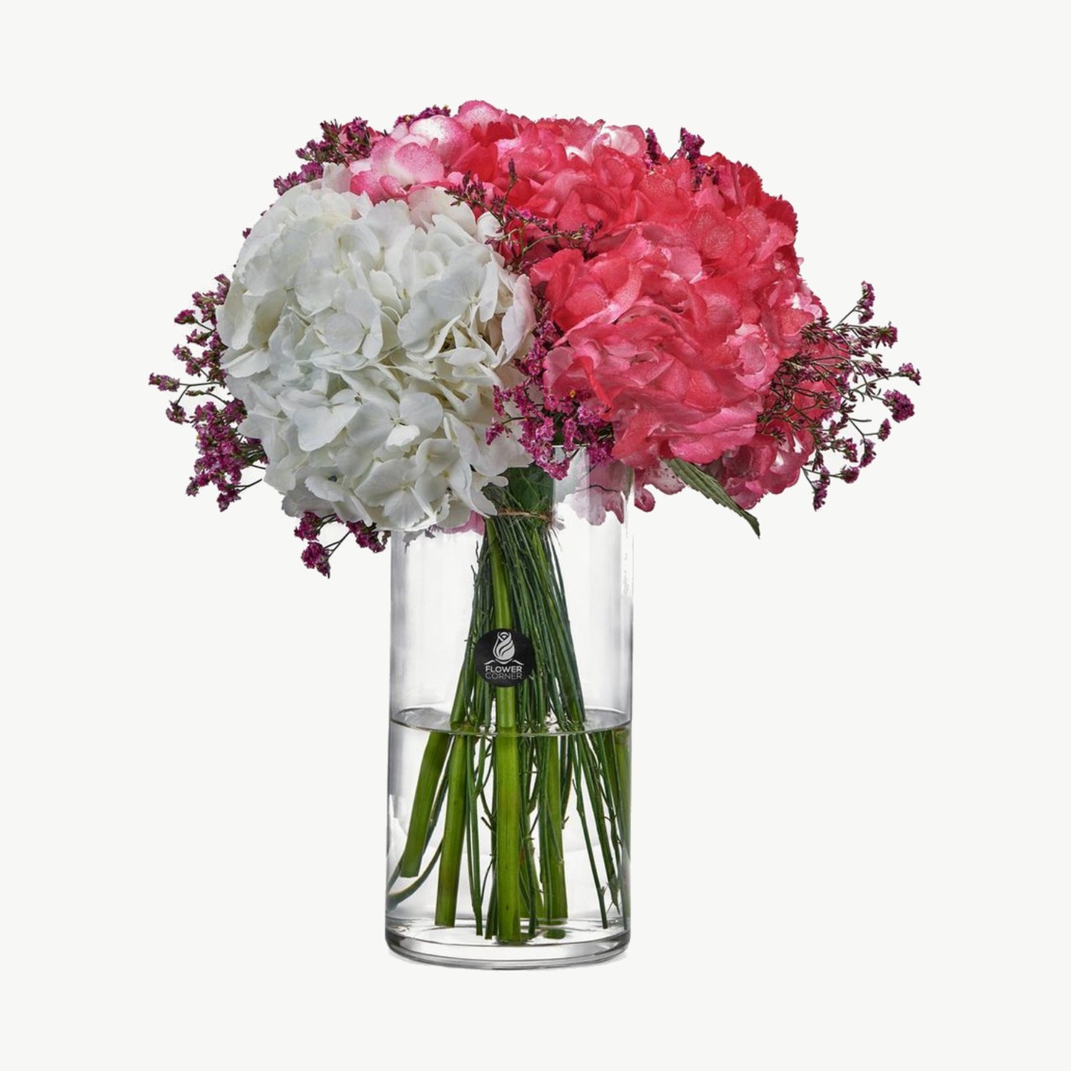 Red and Blush Rose Carnation Vase Arrangement