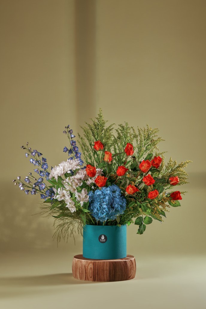 Coral Sky Flower Box — Studio Series arrangement by Flower Corner, Sharjah