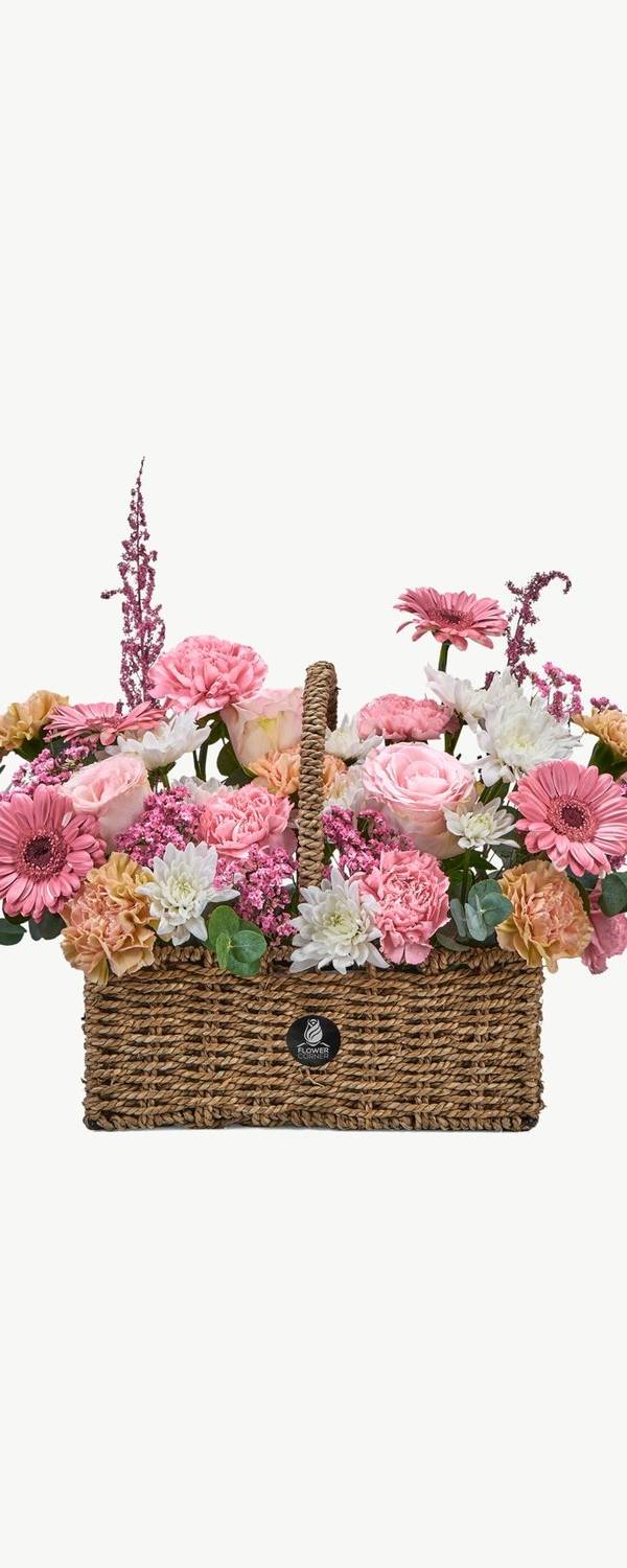 Pink Gerbera Garden Basket