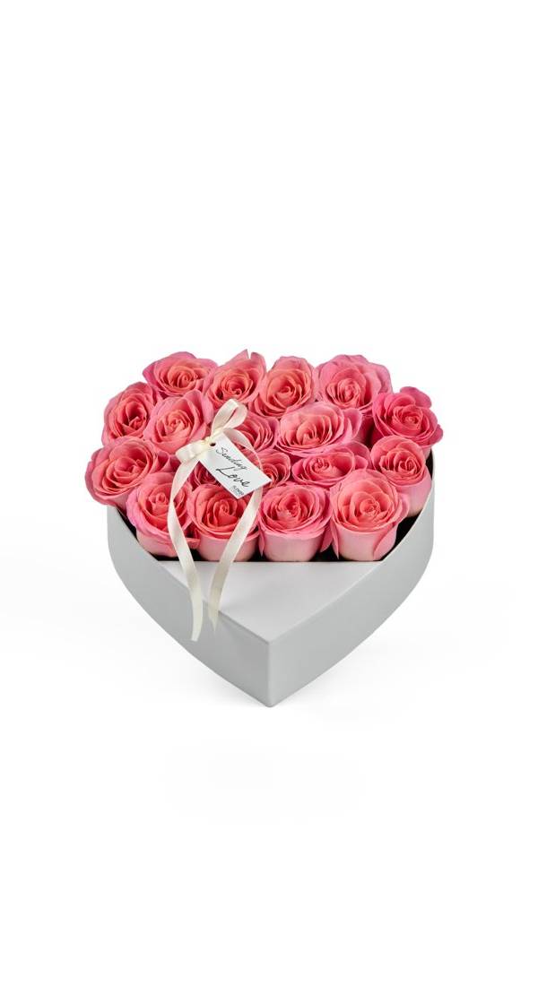 Pink Heart Rose Box