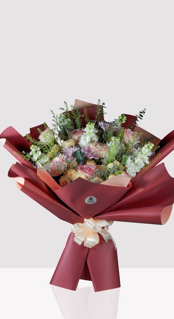 Blush & Lavender Pastel Rose Bouquet
