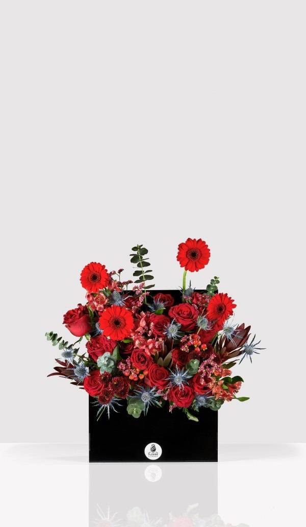 Crimson Rose & Gerbera Black Box