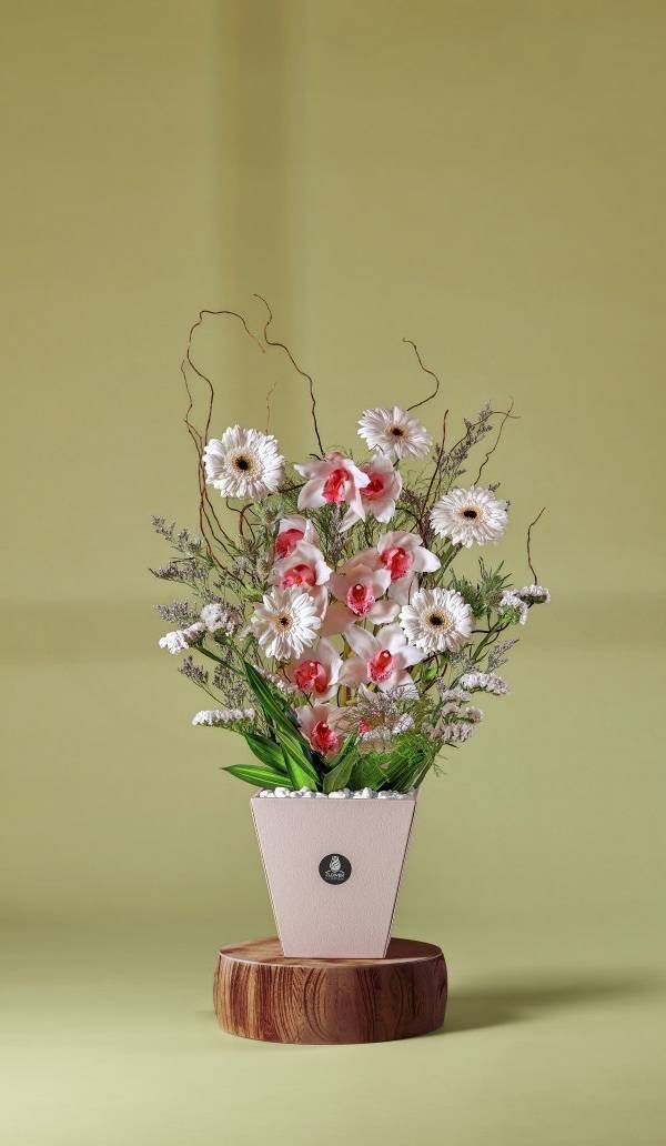 Blush Gerbera & Pink Orchid Leather Box