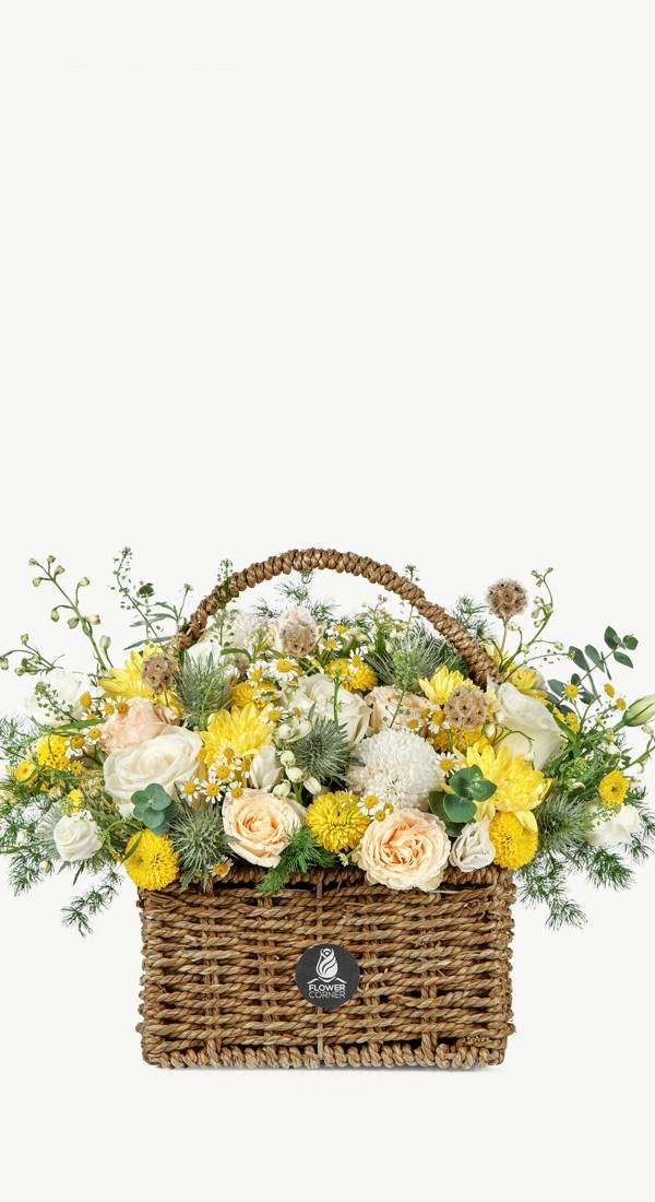 Sunlit Yellow and Peach Garden Basket