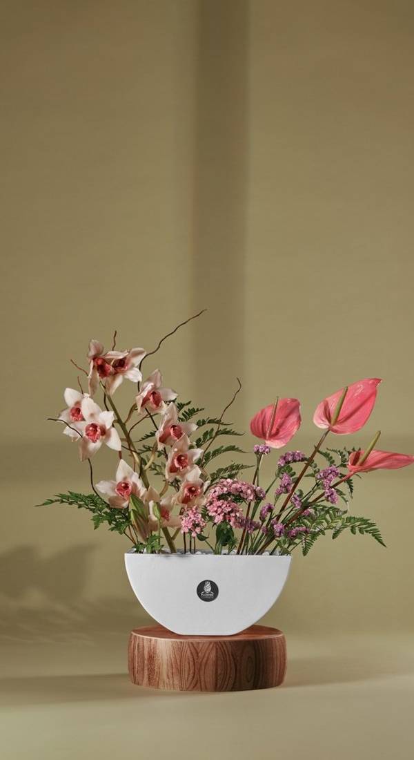 Blush Orchid & Anthurium Bowl