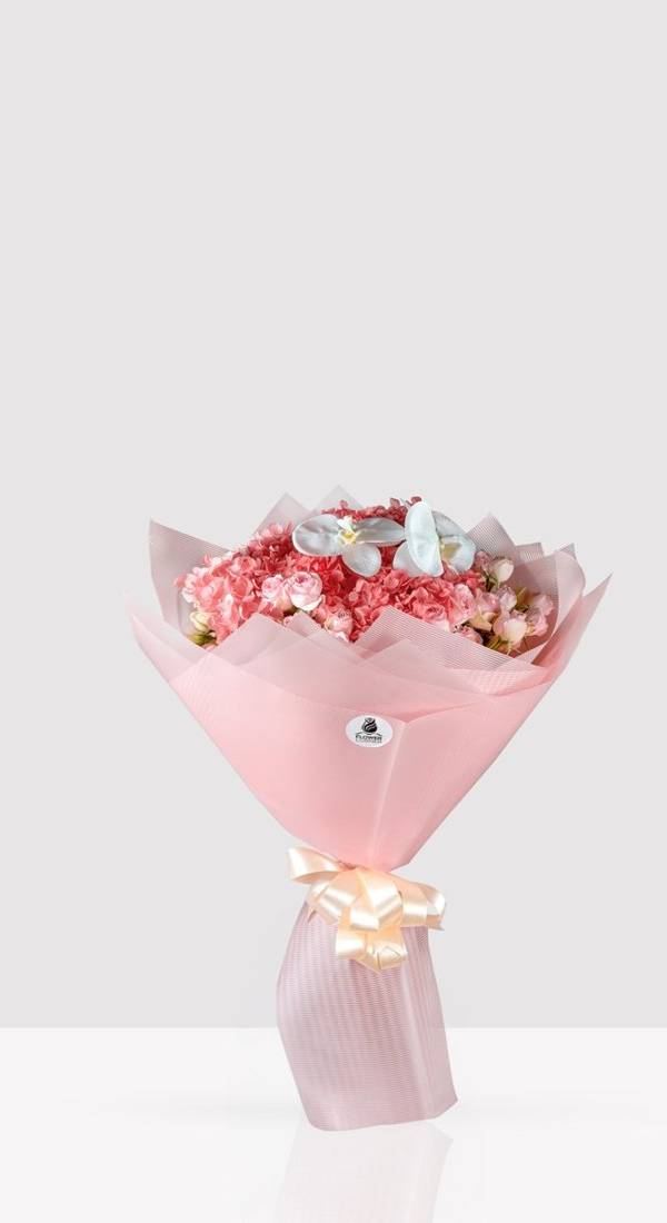 Blush Pink Spray Rose & White Orchid Bouquet