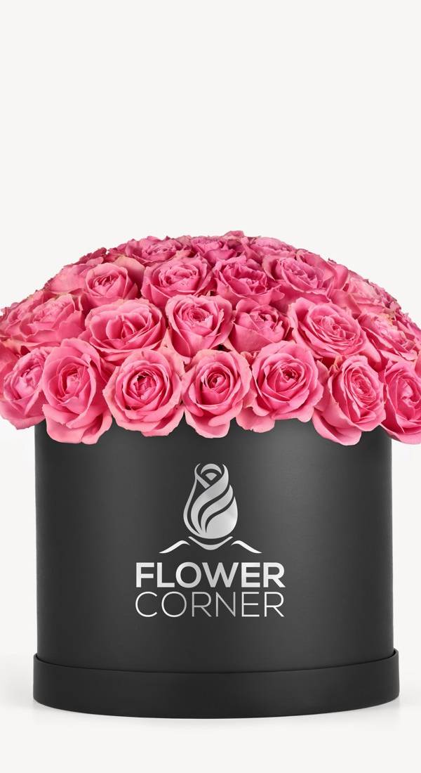 Pink Rose Dome Black Hat Box
