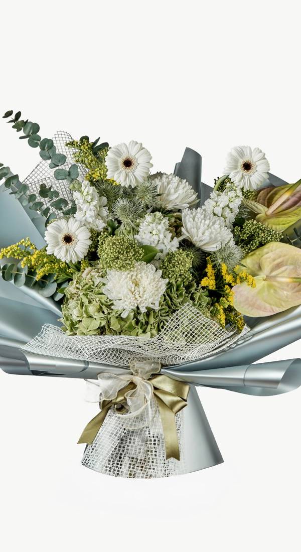 Whisper Green & White Gerbera Bouquet