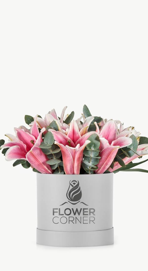 Pink Oriental Lily Hat Box
