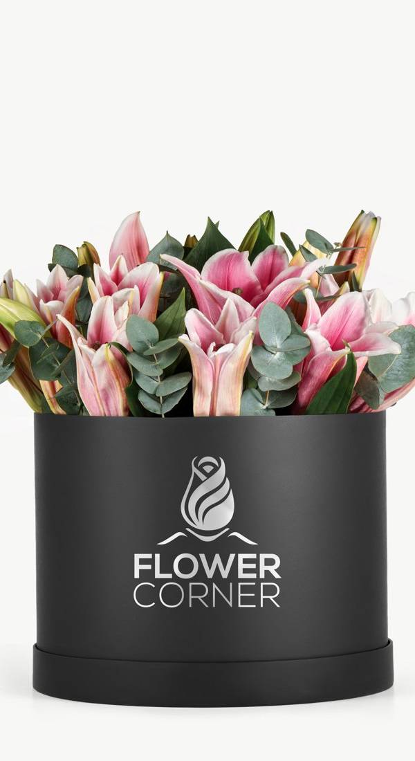 Pink Lily Black Hatbox