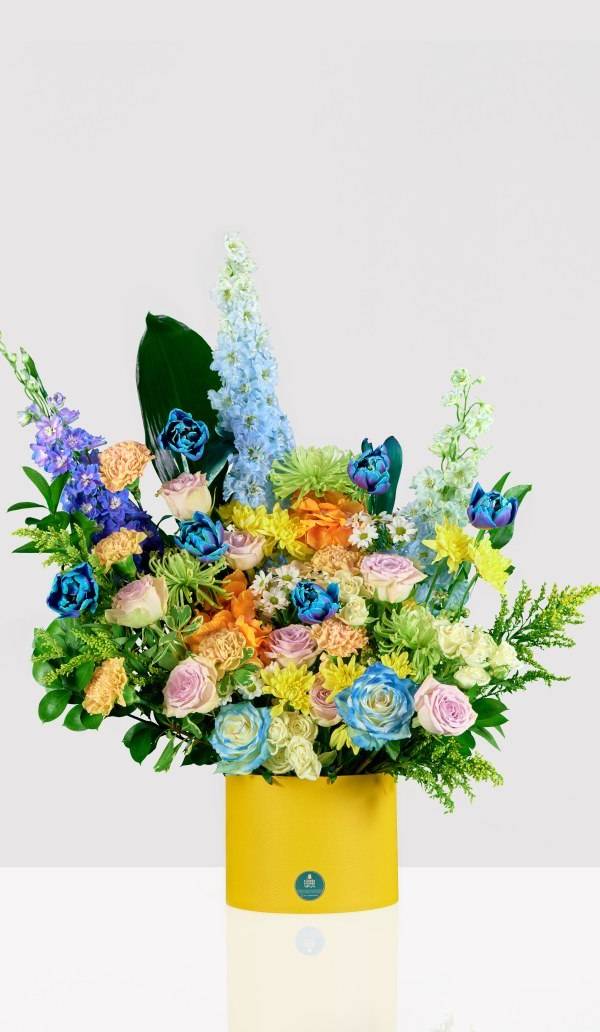 Azure Meadow Blue & Lavender Rose Flower Box