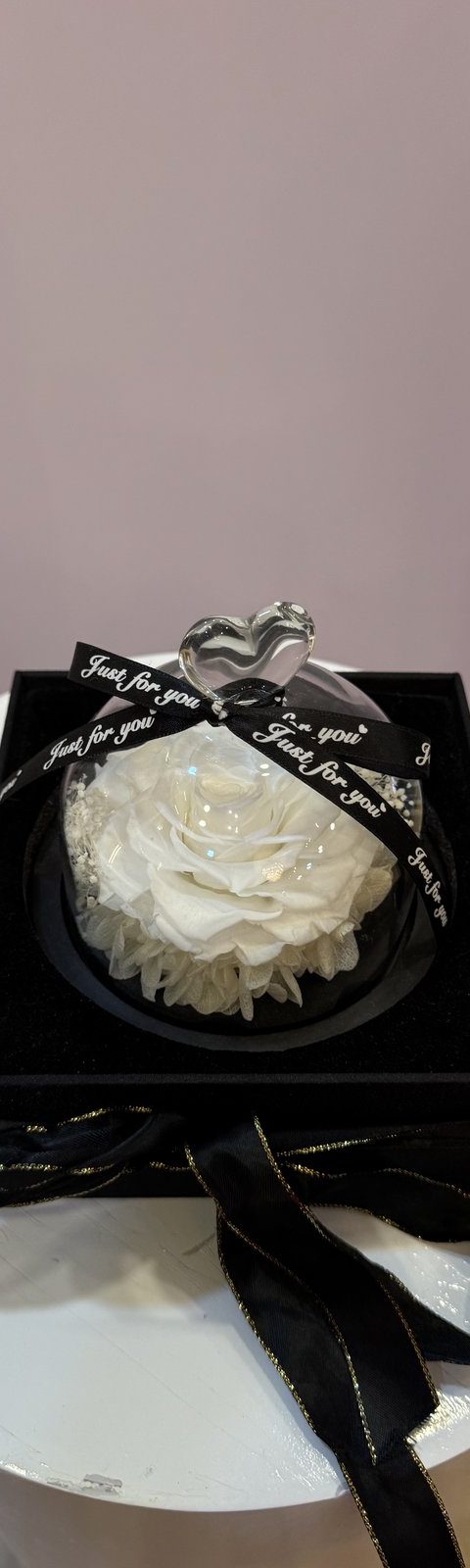 Forever Rose Glass Dome — White Mini