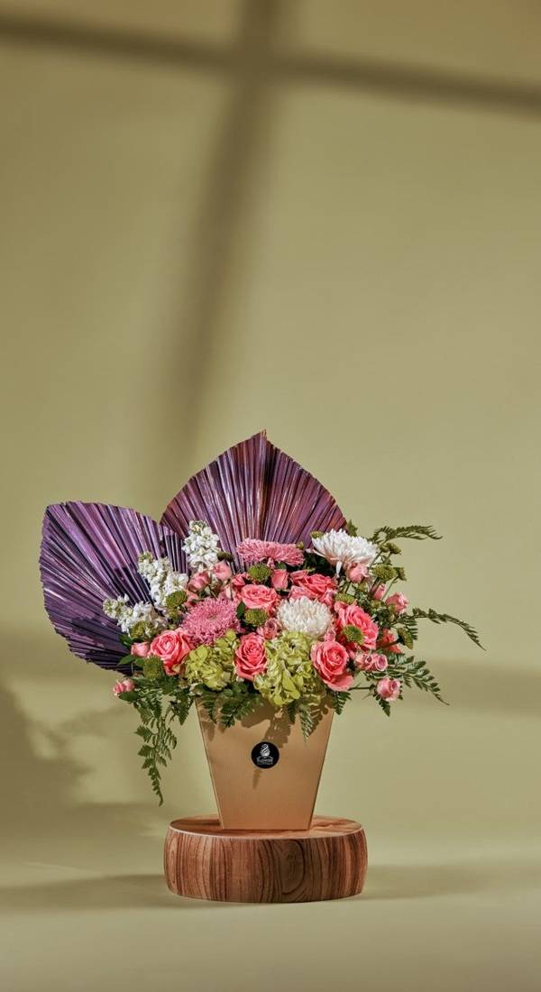 Pink Rose & Purple Palm Leather Box
