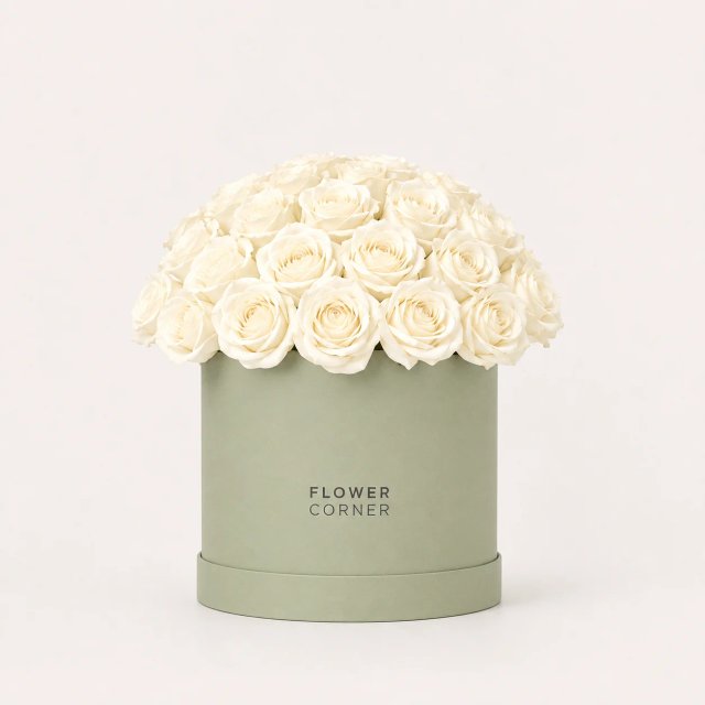 Rose Box Small — White / Matte pistachio