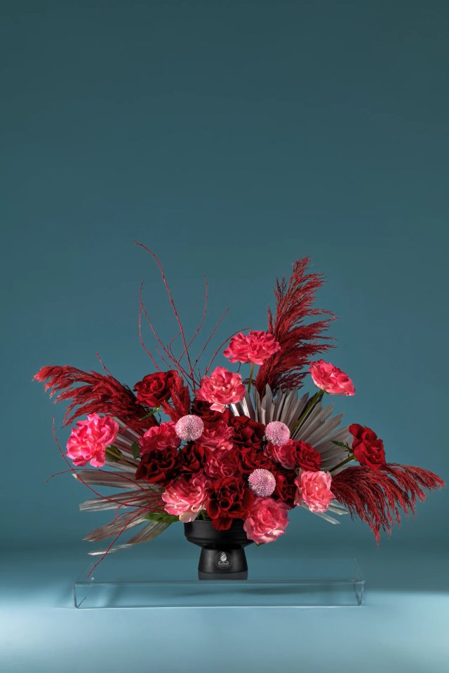 Burgundy botanical arrangement