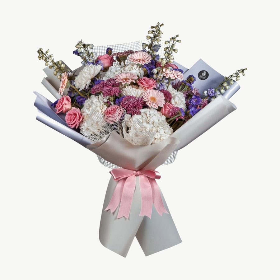 Blush & Lavender Pastel Rose Bouquet