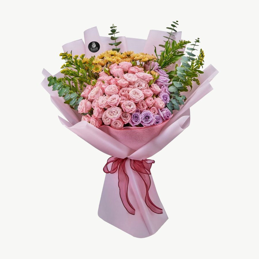 Blush Pink Spray Rose & White Orchid Bouquet