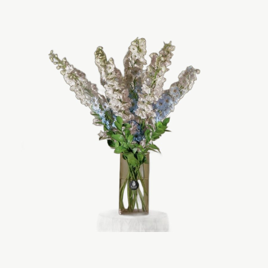 White Delphinium Vase
