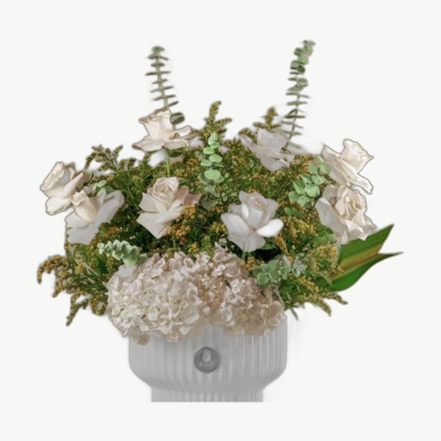 White Hydrangea Vase
