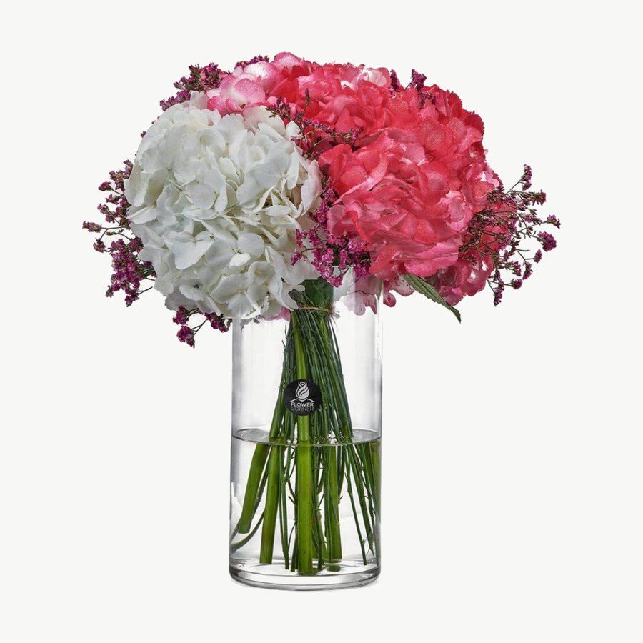 Red and Blush Rose Carnation Vase Arrangement