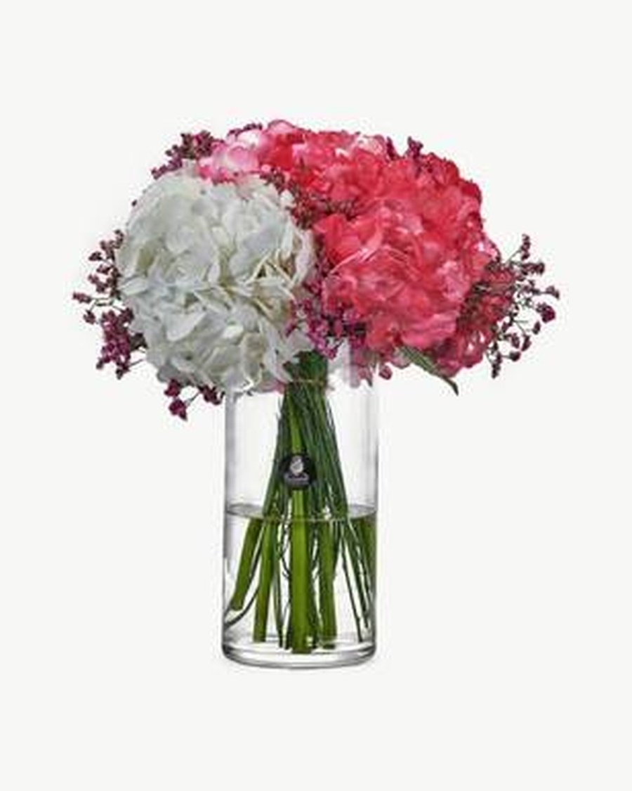 Red and Blush Rose Carnation Vase Arrangement